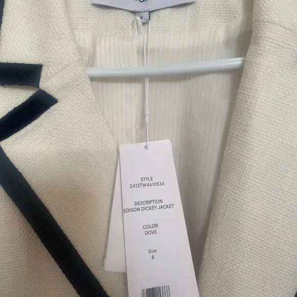 NWT Veronica Beard Edison Dickey Jacket - white & black - Picture 7 of 9